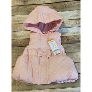 12-24 Month Gymboree Fair Isle Flurry Light Pink White Dots NEW Winter Hood Vest